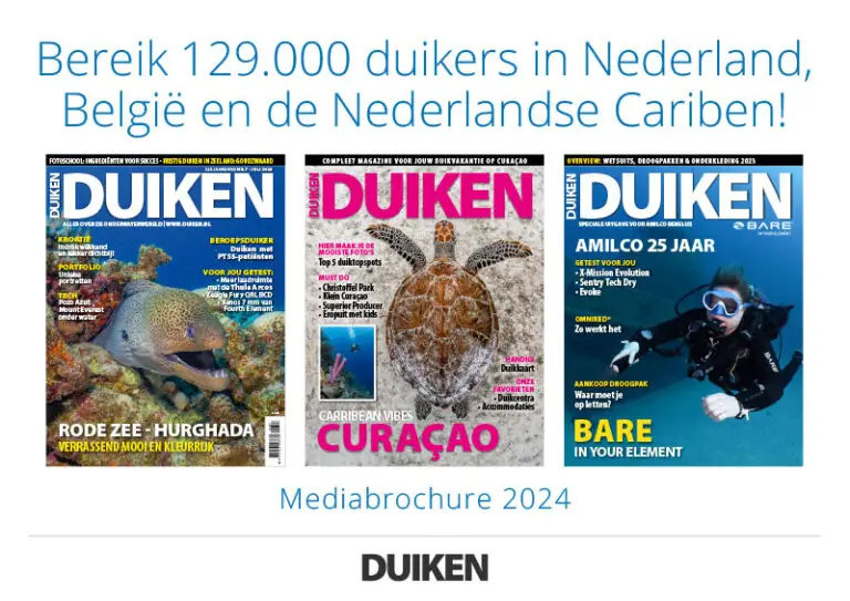 Afbeelding met de voorkant van de mediabrochure 2024 Duiken